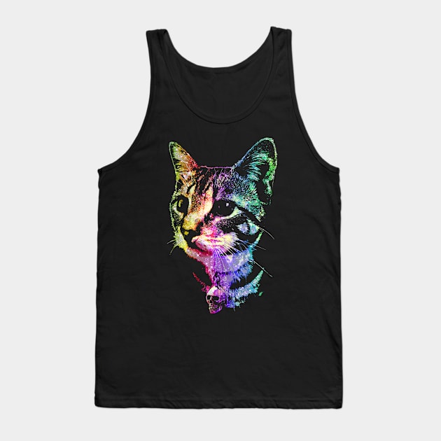 Rainbow Skull Kitty Tank Top by robotface